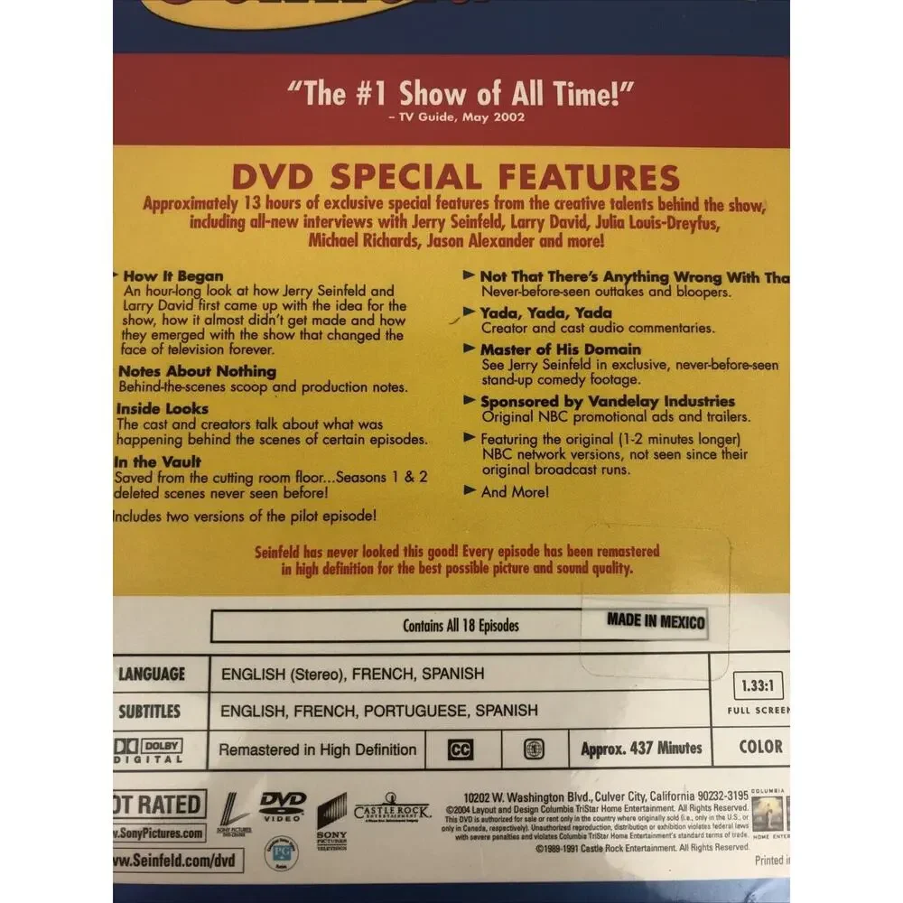 Seinfeld Seasons 1 and 2 DVD‎ Box Set Sony Pictures TV Comedy Series NEW